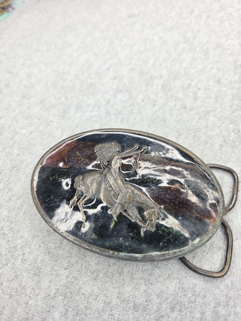 Vintage 1977 Bergamot Brass Works Siskiyou Chief Joseph Nez Perce Buckle
